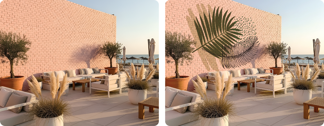Outdoor Clinker Wall Mural Visualization for Beach Lounge Spaces